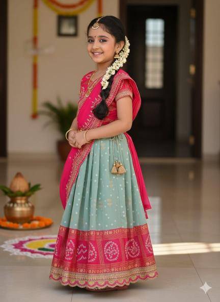 Pavitra Ugadi Silk Pink Kids wear manufacturer in India